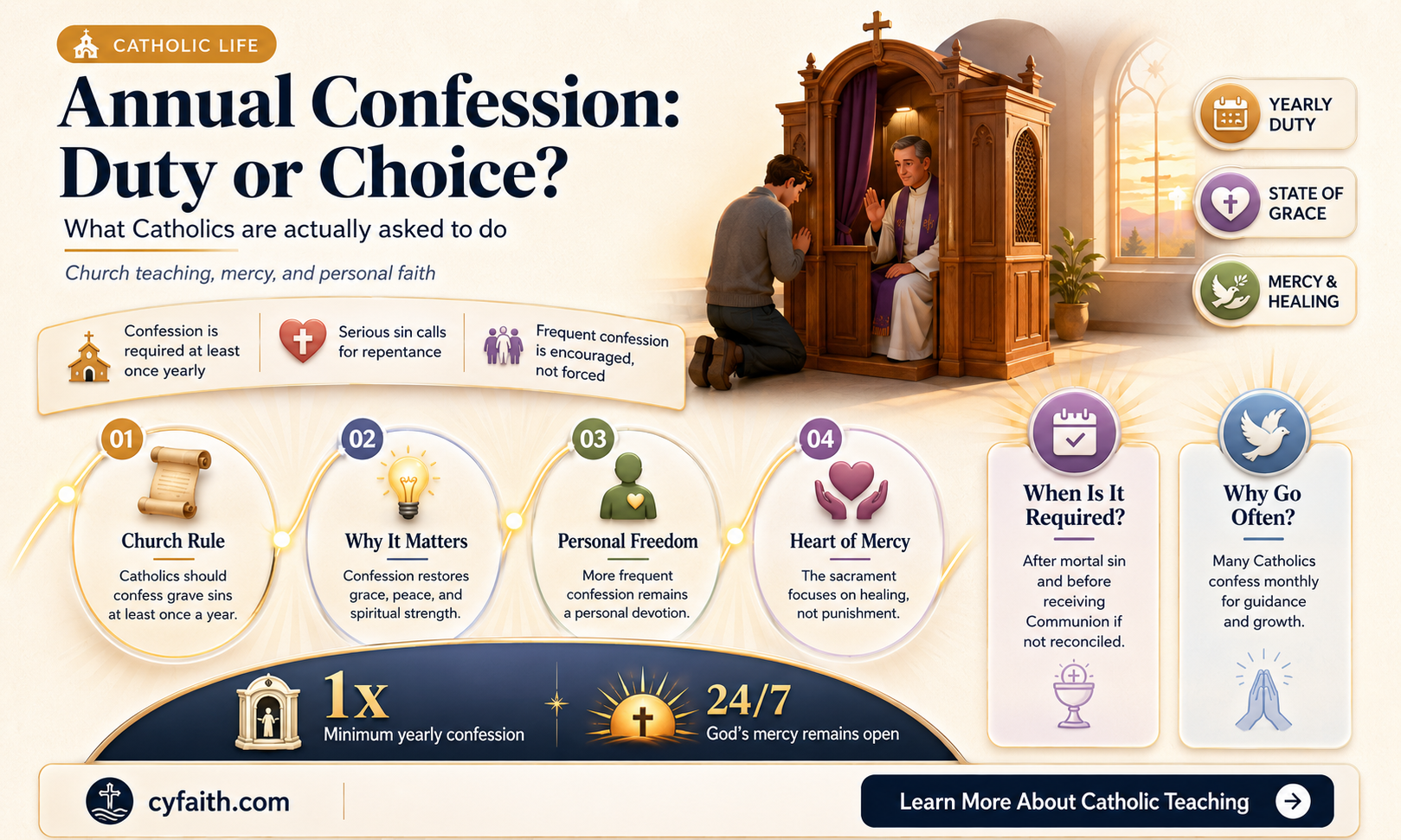 are catholics required to go to confession once a year
