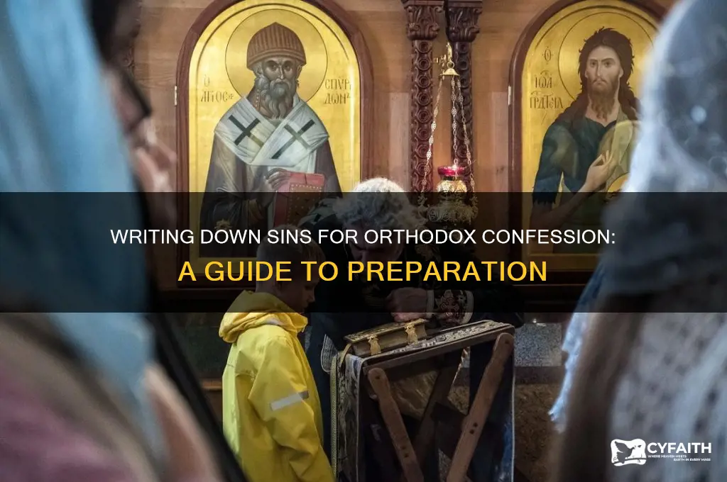can i write down my sins for confession orthodox