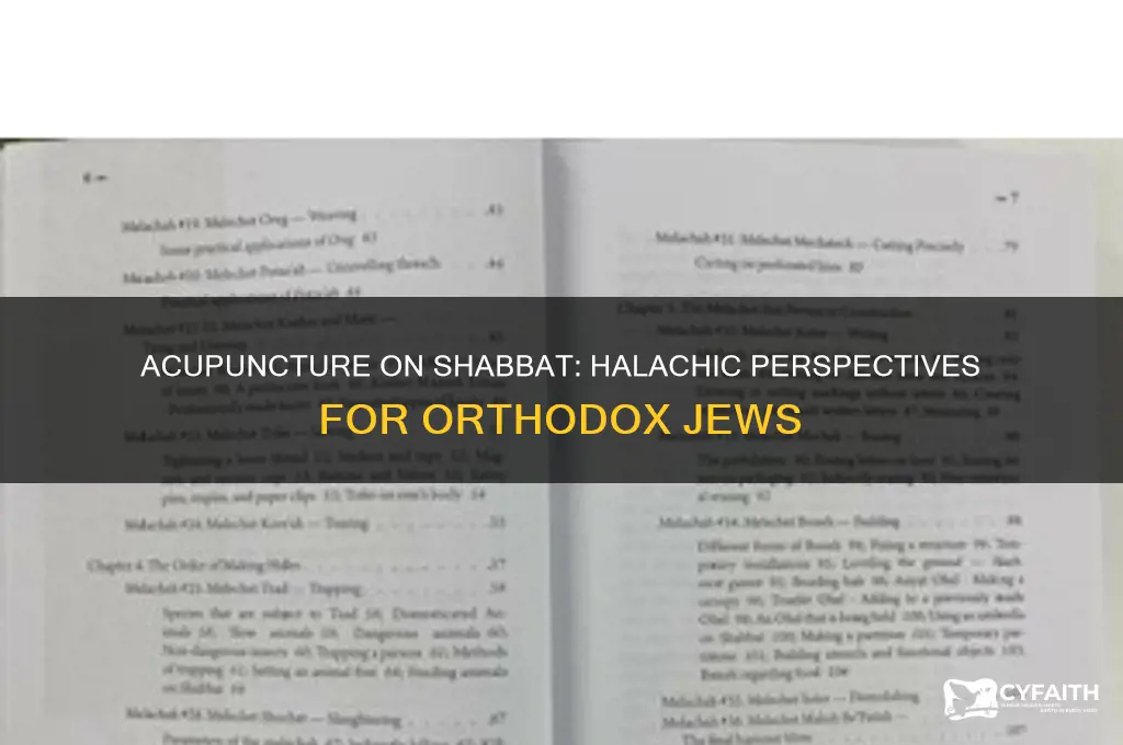 can orthodox jews receive acupuncture on the shabbat