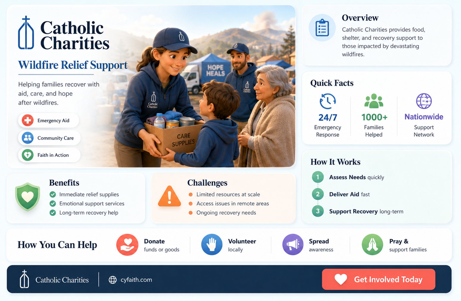 are catholic charities helping out in camp fires