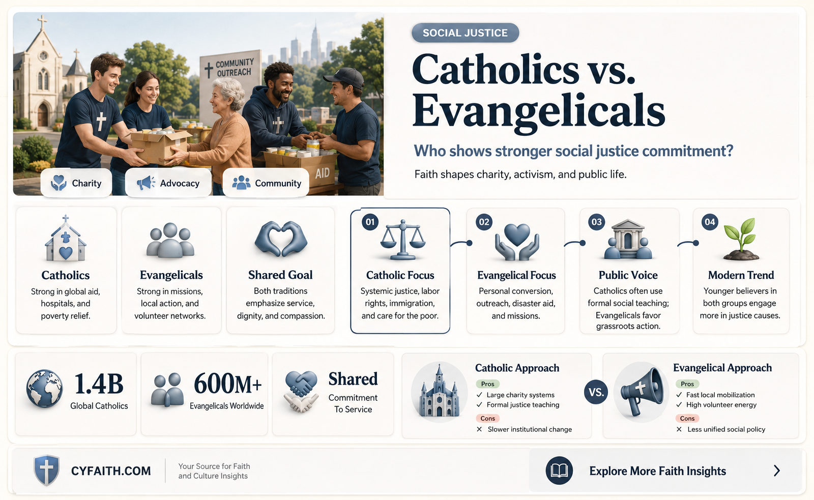 are catholics more committed to social justice than evangelicals