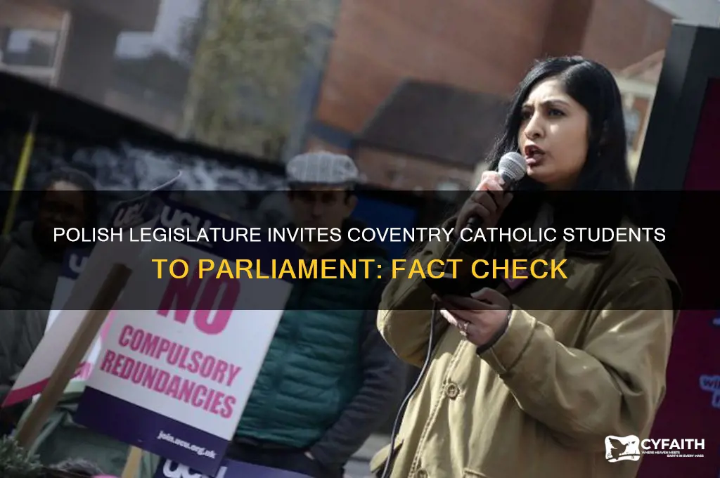 did polish legislature invite coventry catholic students to parliament