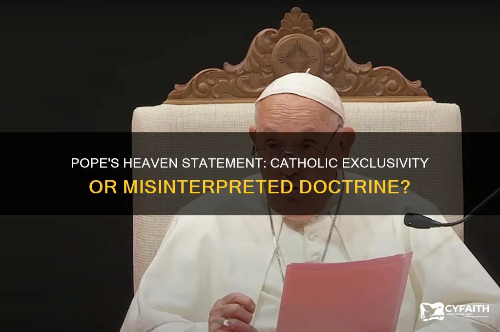 did the pope say only catholic go to heaven