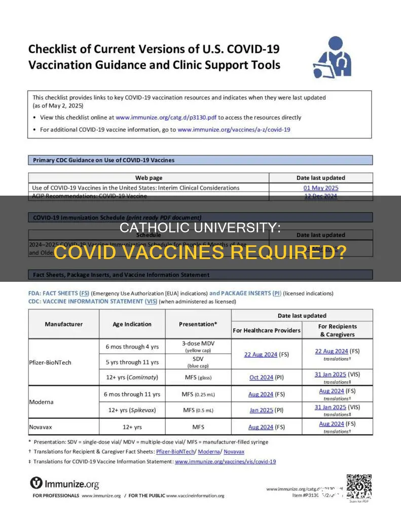 does catholic university require covid vaccine