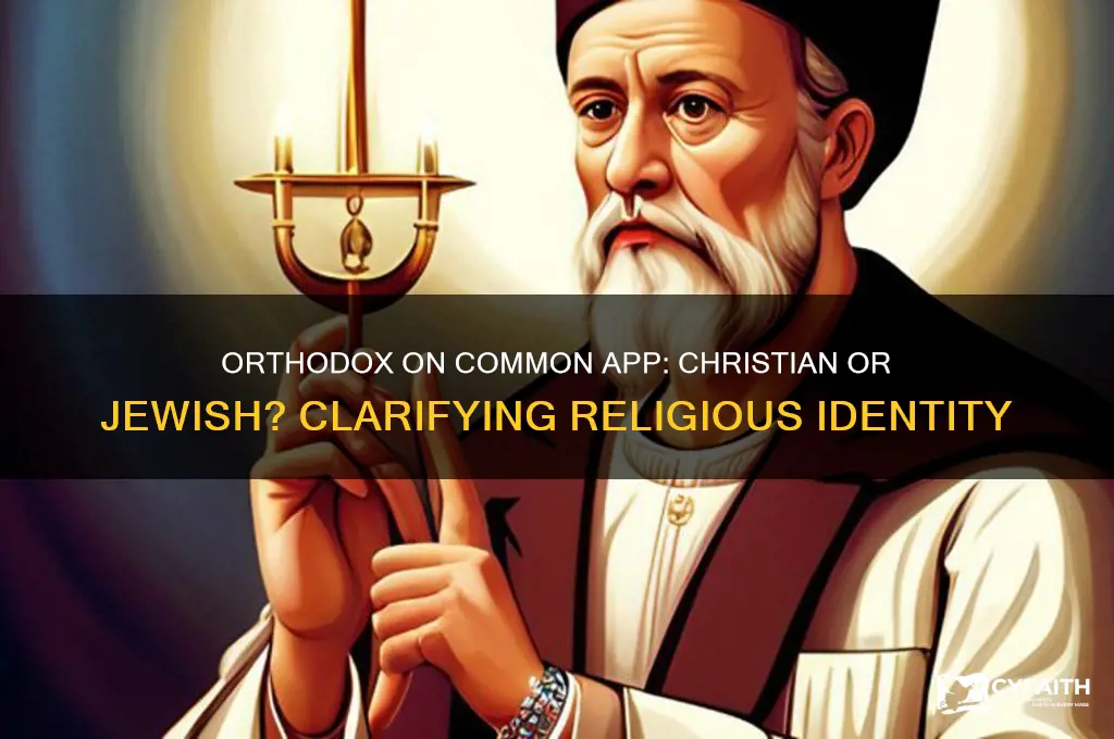 does orthodox on the common app mean christian or jewish