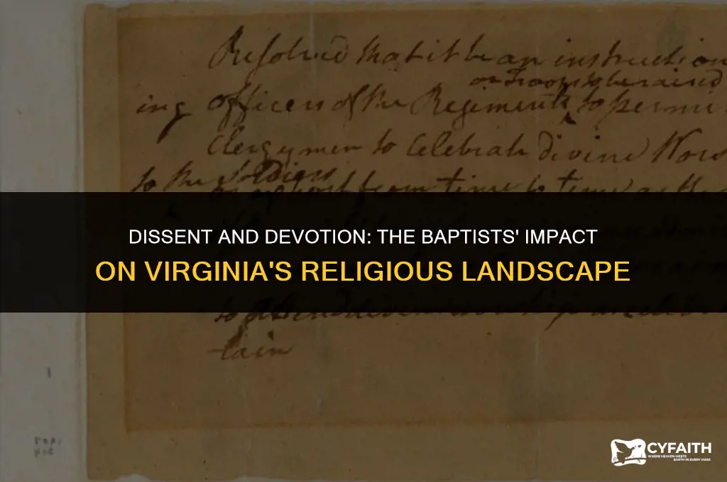 how did the baptists challenge virginian society and religion
