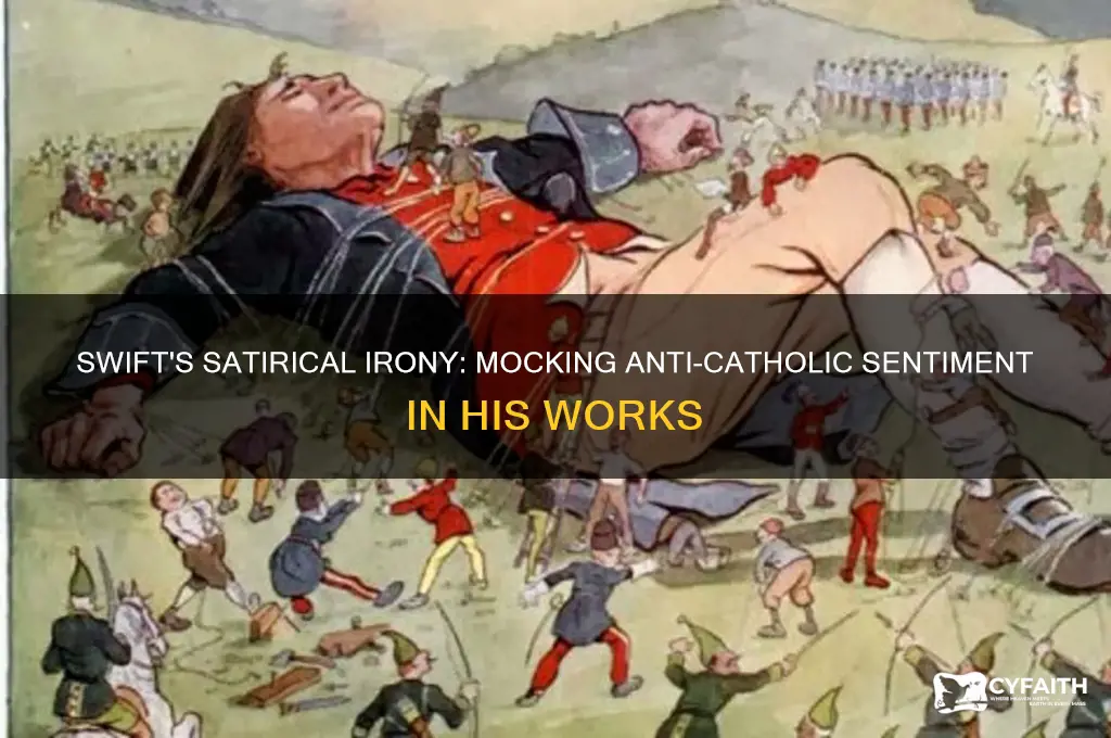 how does swift use irony to satirize anti catholic feelings
