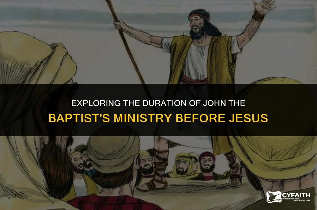 how long was john the baptist ministry before jesus
