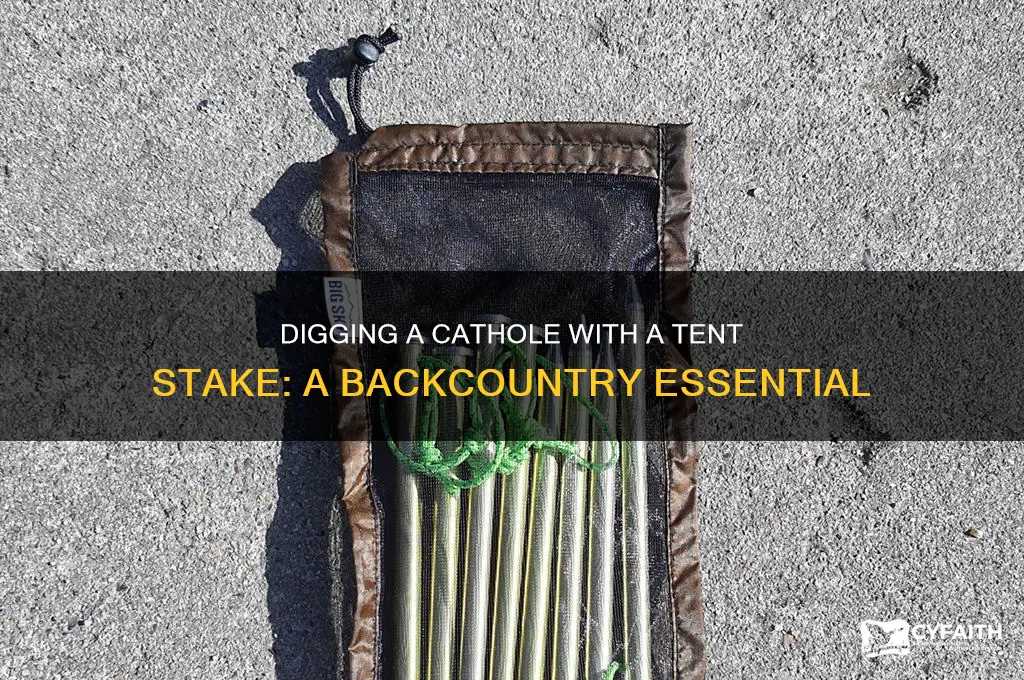 how to dig a cathole with a tent stake