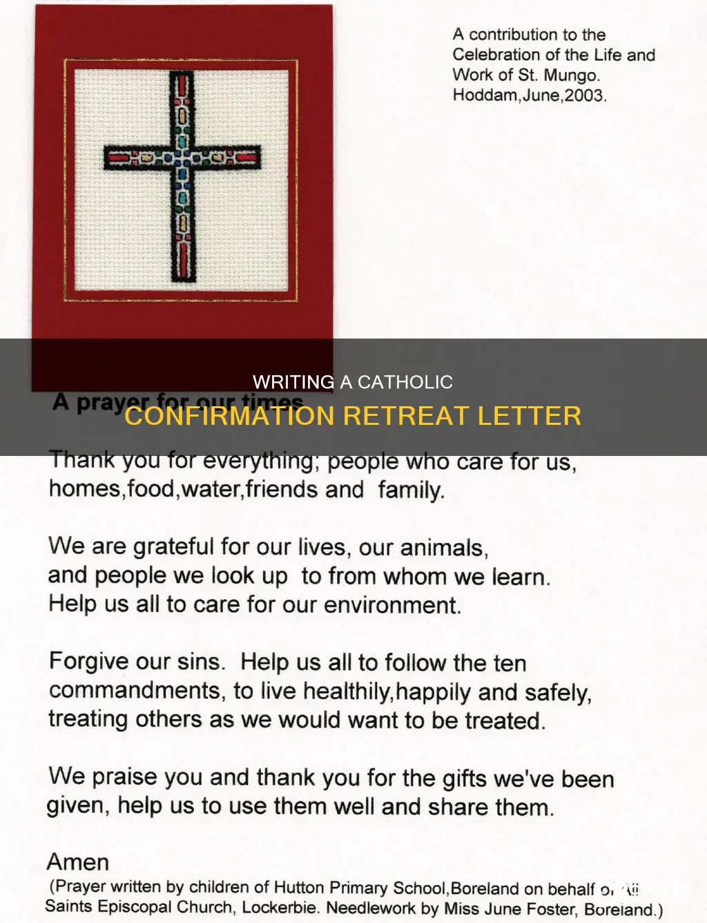 how to write a catholic confirmation retreat letter