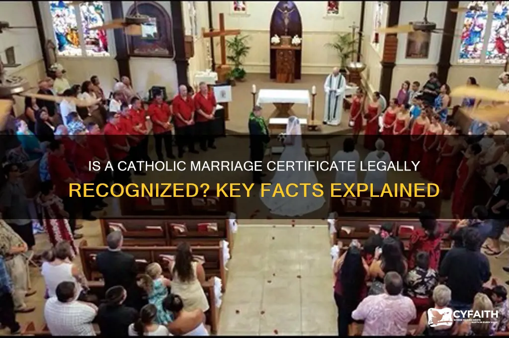is catholic marriage certificate legal