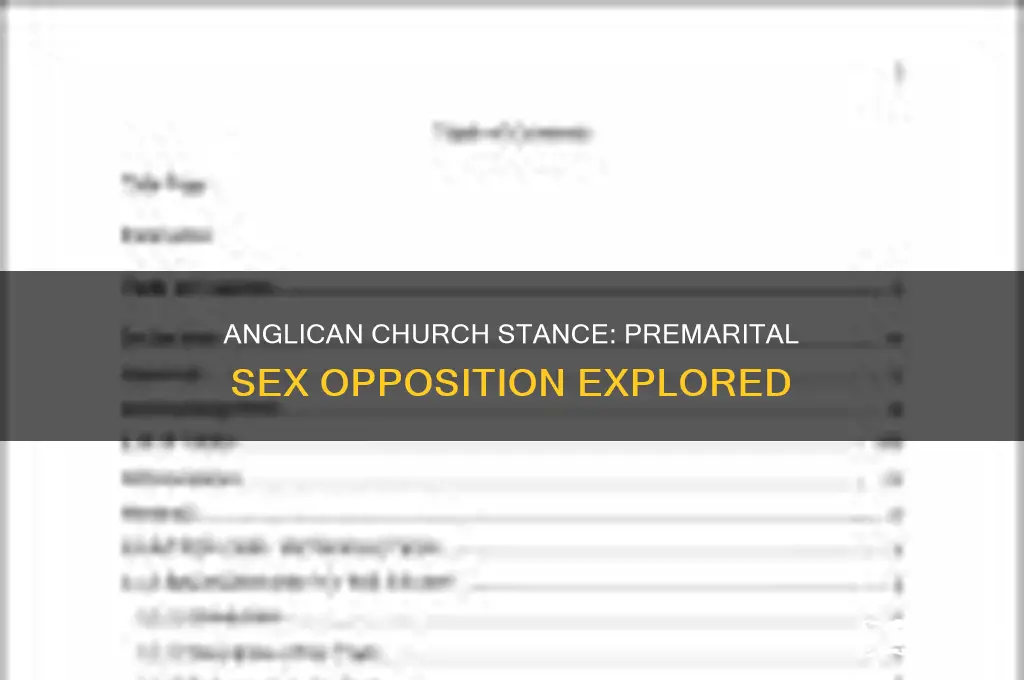 is the anglican church opposed to premarital sex