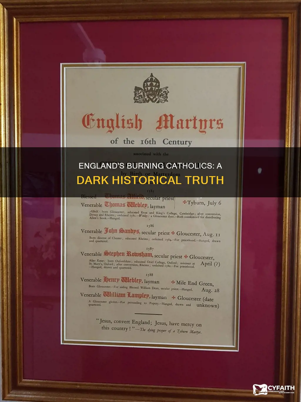 were any catholics burned in england