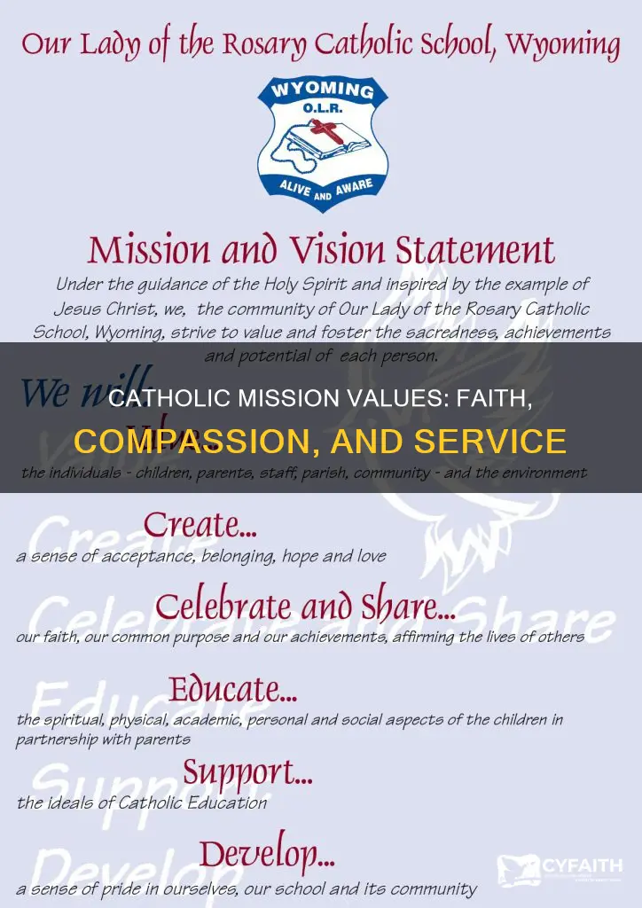 what are 3 values of catholic mission