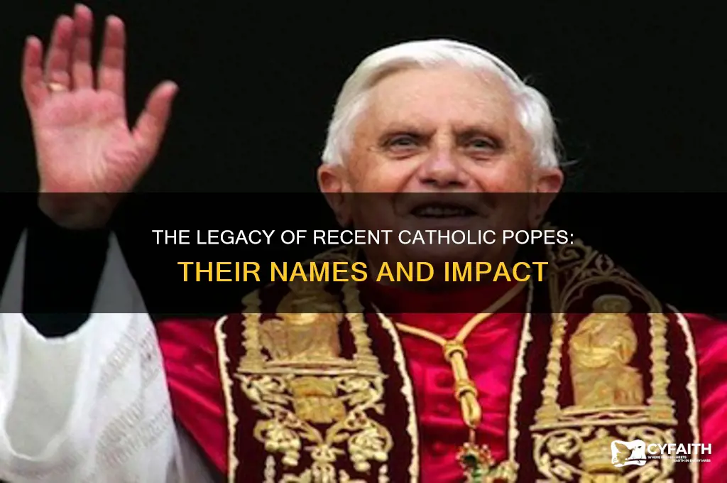what are the names of the last ten catholic popes