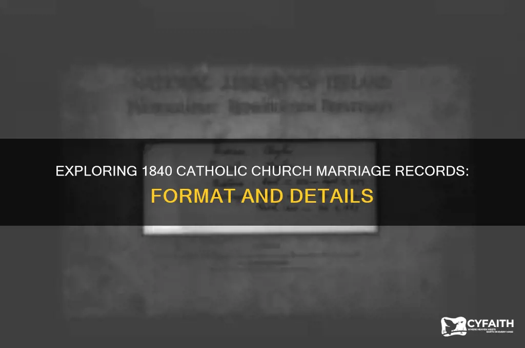 what did catholic churc marriage records look like in 1840