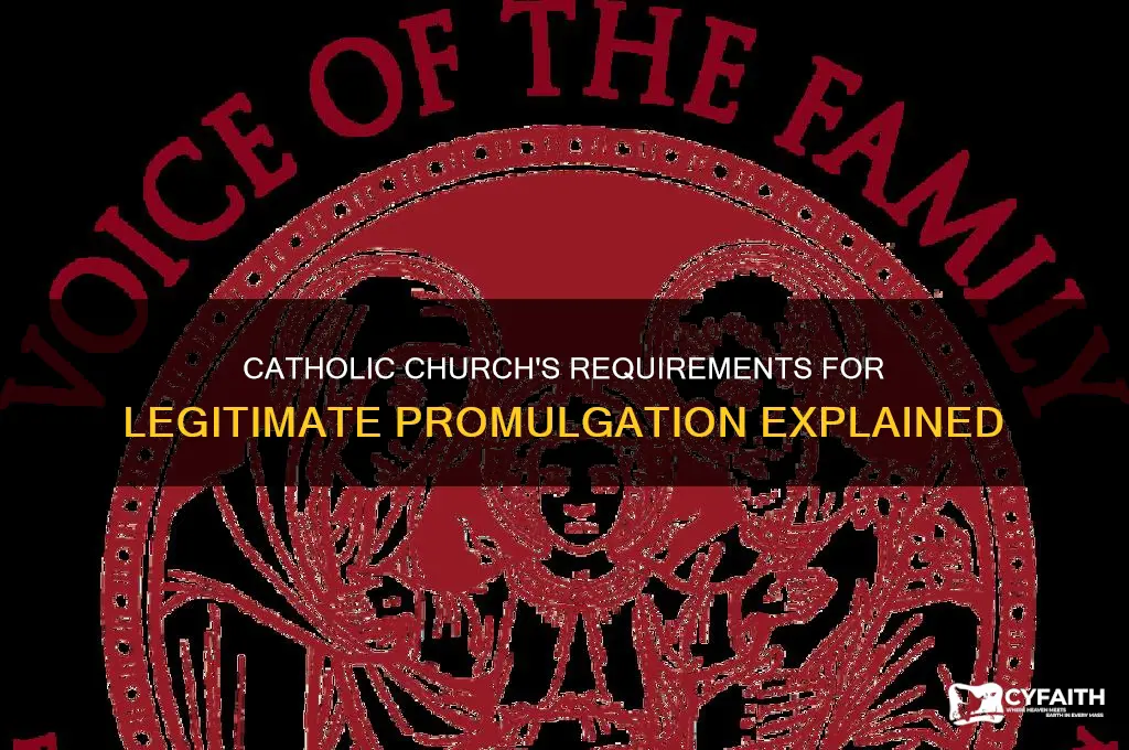 what is required by the catholic chirch ofr legitimate promulgation