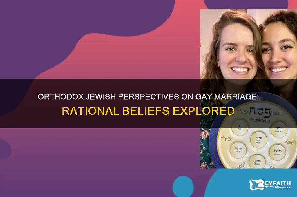 what is the orthodox jewish rational beliefs on gay marriage