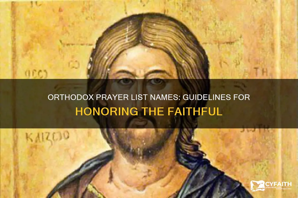 what names can you put on an orthodox prayer list
