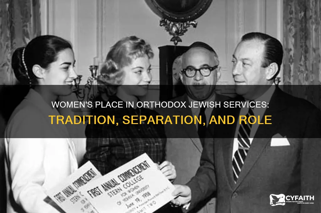 what side do women stand on in orthodox jewish services