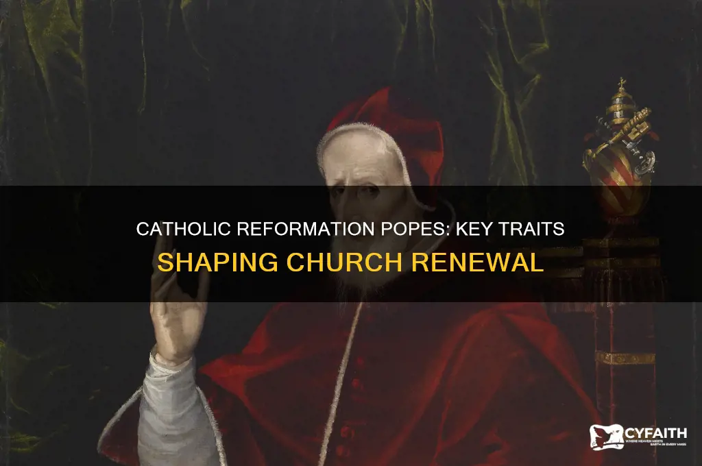 what two characteristics disinguished the popes of the catholic reformation