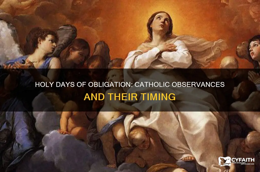 when are the catholic holy days of obligation