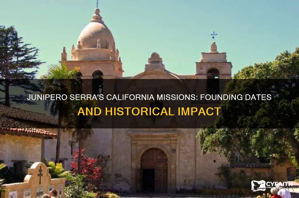 when did junipero serra establish his catholic missions in california