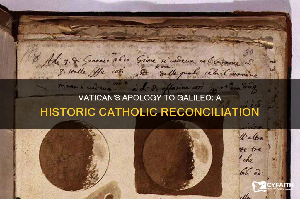 when did the catholic officially apologise to gallileo