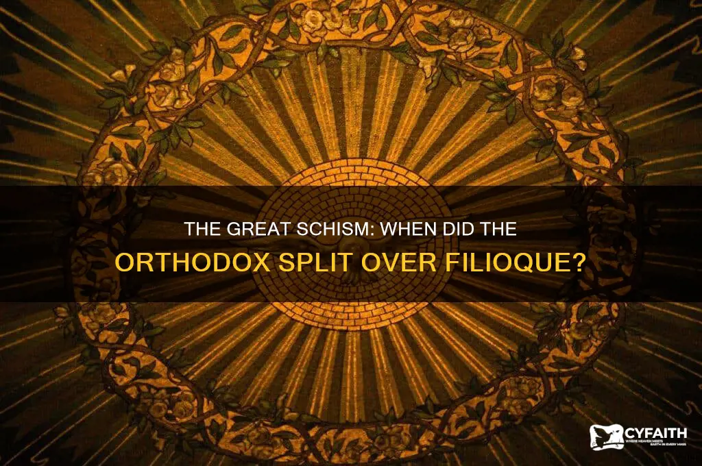 when did the orthodox split happen filioque