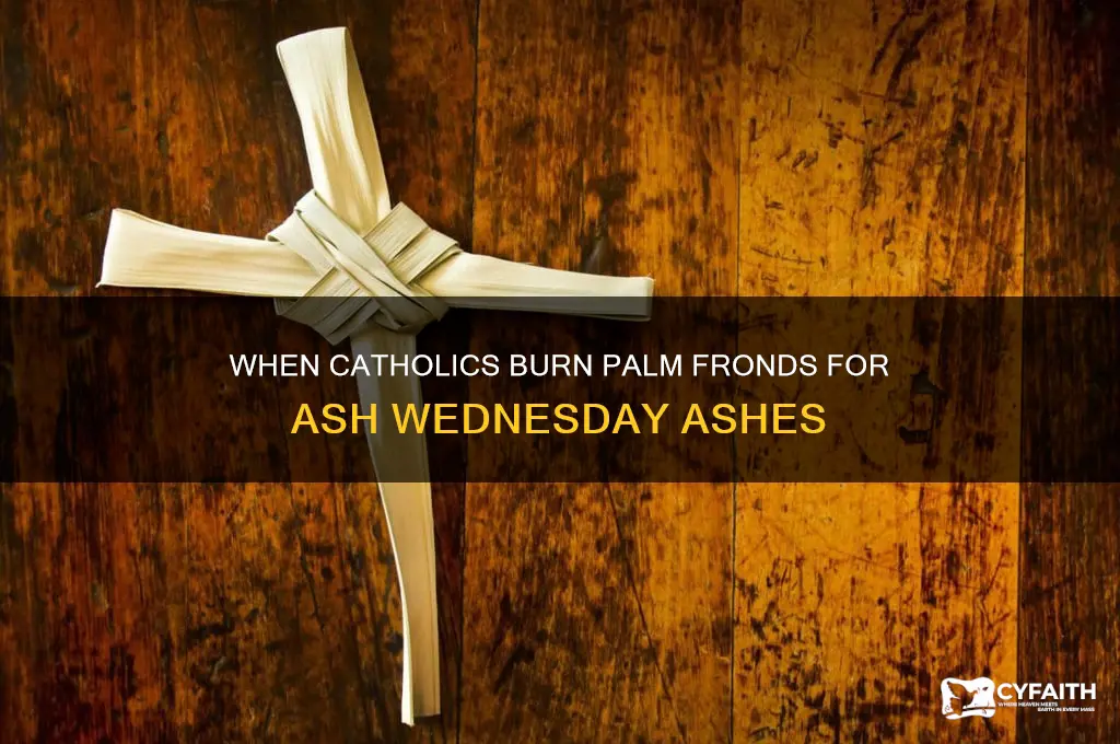 when do the catholics burn the palms for ash wednesday