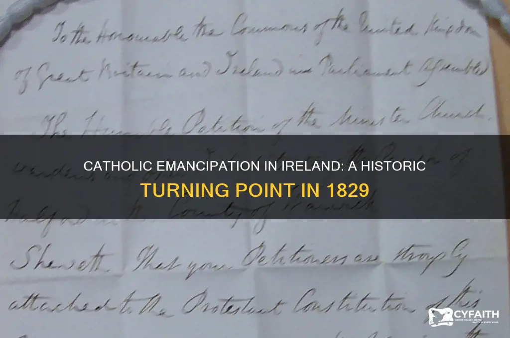 when was catholic emancipation granted in ireland