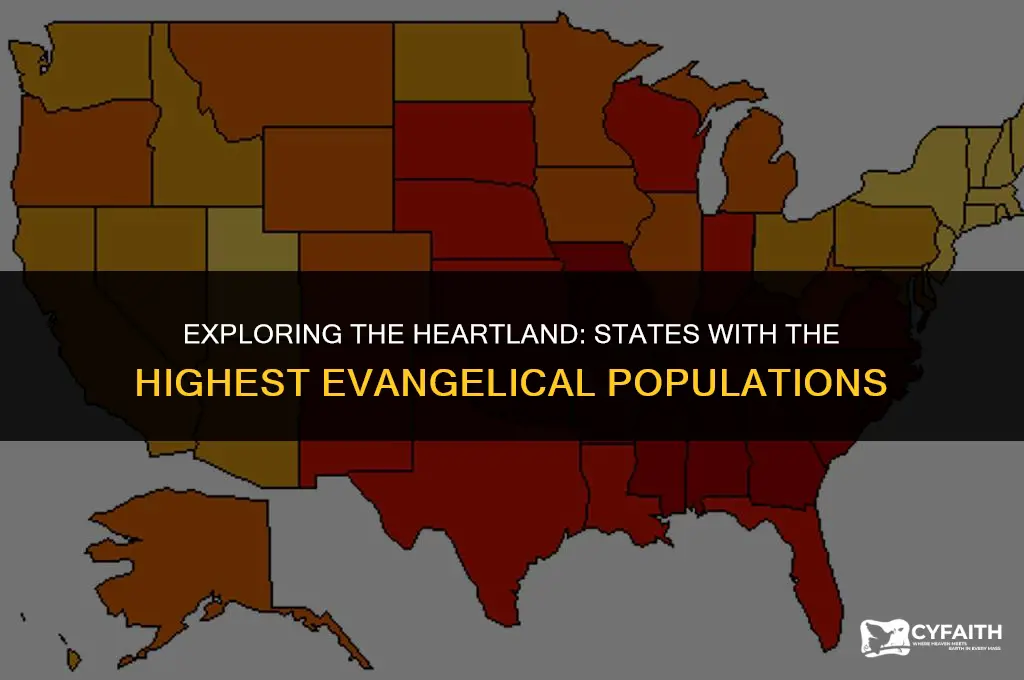 which states have the most evangelicals