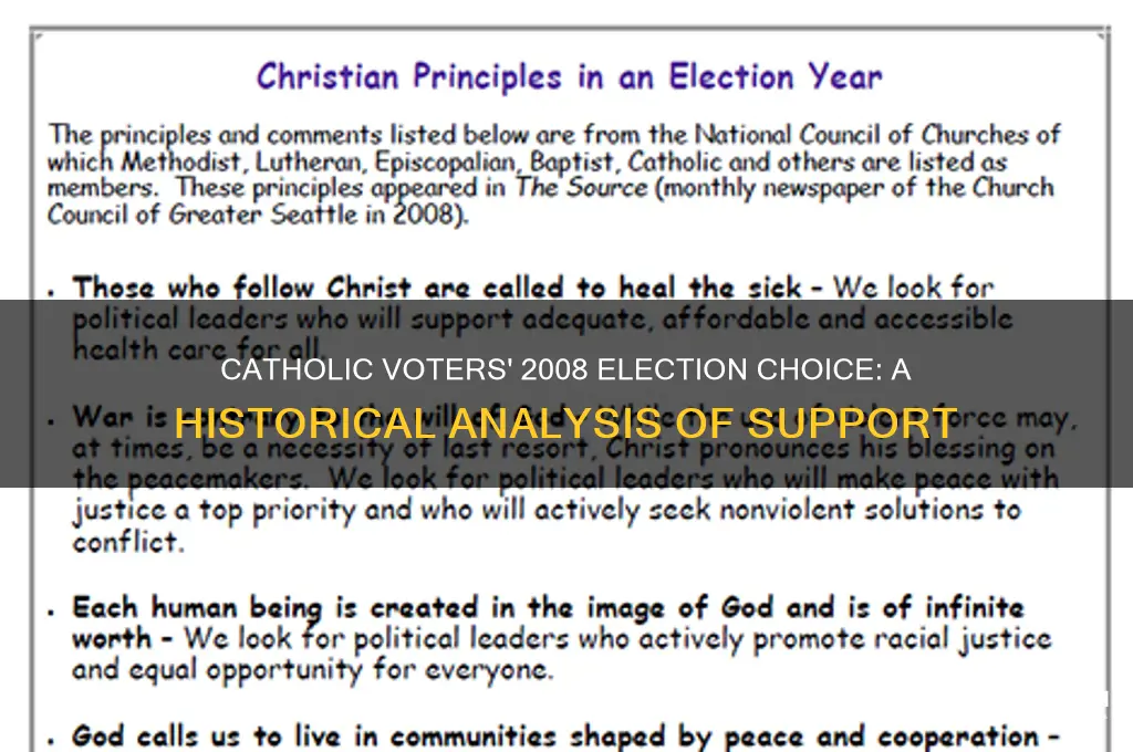 who did catholics support in 2008 election