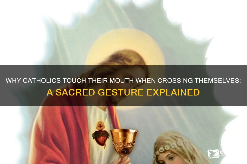 why when catholics cross themselves they touch their mouth